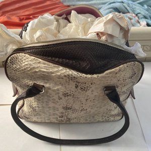 Camera bag natural python with genuine brown python and leather trim sample sale
